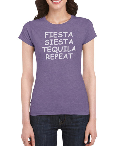 The Red Garnet Fiesta Siesta Tequila repeat T-Shirt Gift Idea For Ladies or Moms Birthday