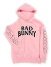 Bad Bunny Hoodie Pink Hoodie black Design Bad Bunny printed Sleeve Hooded Sweatshirt