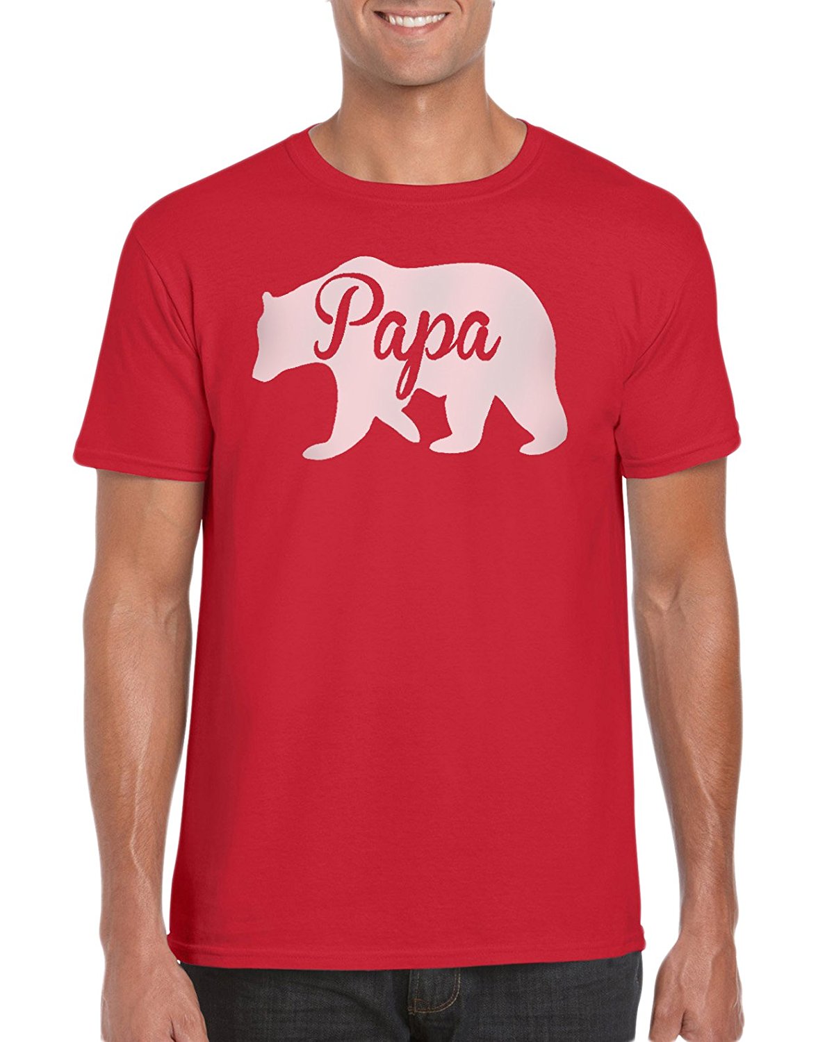 ShirtsBySarah Men's Papa Bear Shirt Grandpa T Shirt Bear Cubs Family Tshirt Clan Father's Day Gift Watercolor Illustration Graphic Tee Man Unisex Red / Medium