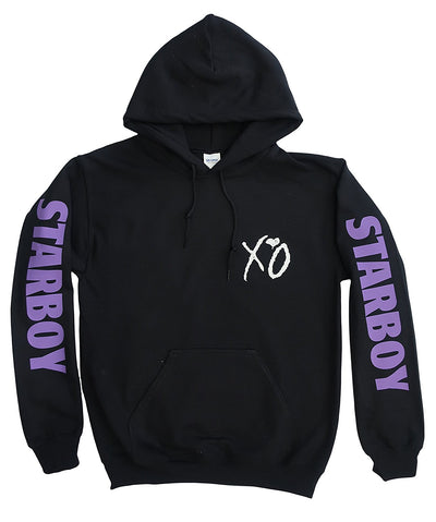 The Weeknd Starboy XO Hoodie, Concert Merch, Tour Clothing, (Purple Print On Arms and White XO On Chest and Back)