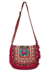 Bohemian Style Beaded And Embellished Linen Cotton Thread Cross Body Sling Bag