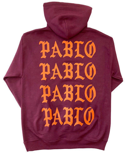 I Feel Like Pablo Pablo Pablo Maroon Hoodie (Orange Ink)