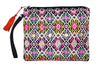 Multi-Color Mosaic Embellished Linen Cotton Thread With Tassel Clutch