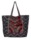 Heavy embellished Linen Cotton Thread Tote Bag