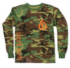 Travis Scott, LA Flame Logo, Camouflage Long Sleeve Shirt (Orange Logo)