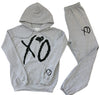 Sports Grey XO Sweatpants and Hoodie (Black Logo)