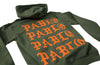 Pablo Pablo Pablo Adult Military Green  Hoodie (Orange Print)